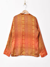 マンダリンカラー 総柄 長袖シャツ