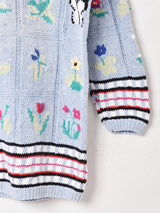 フラワー 刺繍 コットンセーター
