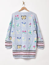 フラワー 刺繍 コットンセーター