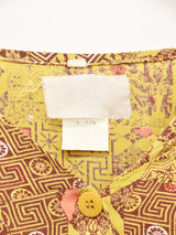 ノーカラー 総柄 長袖シャツ