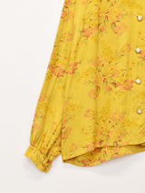 オープンカラー 花柄 長袖シャツ 後染め