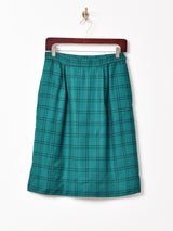 ブロックチェック ウールタイトスカート