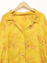 オープンカラー 花柄 長袖シャツ 後染め