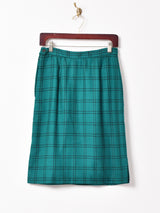 ブロックチェック ウールタイトスカート