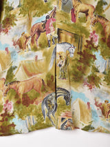 ノーカラー ホース柄 長袖シャツ