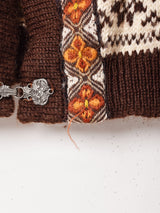 ノルウェー製 総柄 メタルフック ノルディックカーディガン