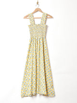 【3色展開】Meridian 花柄 シャーリング スリーブレスワンピース