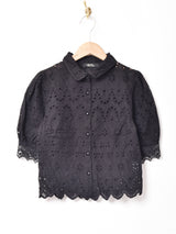 【2色展開】Meridian コットンレース 半袖ブラウス