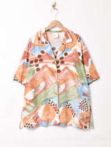 総柄 オープンカラー半袖シャツ