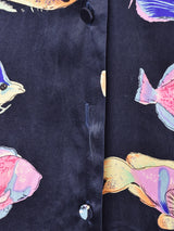 魚柄 半袖シルクシャツ