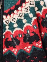 総柄 ドッグ ジップアップ カーディガン