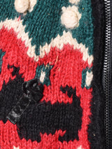 総柄 ドッグ ジップアップ カーディガン