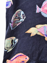 魚柄 半袖シルクシャツ