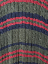 ボーダー コットン ケーブルセーター