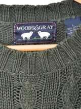 ボーダー コットン ケーブルセーター