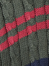 ボーダー コットン ケーブルセーター