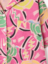 後染め 総柄 オープンカラー半袖シャツ