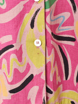 後染め 総柄 オープンカラー半袖シャツ