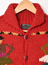 ハンドメイド 総柄 カウチンセーター