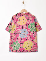 後染め 総柄 オープンカラー半袖シャツ