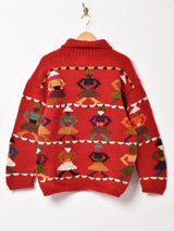 ハンドメイド 総柄 カウチンセーター