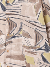 アメリカ製 総柄 リネン混半袖シャツ