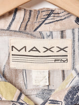 アメリカ製 総柄 リネン混半袖シャツ