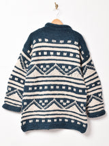 総柄 ハイネックセーター