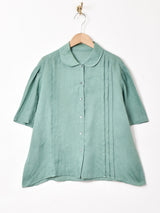 半袖 タック入りリネンシャツ