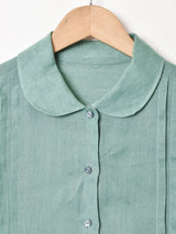 半袖 タック入りリネンシャツ