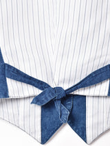 デニム×ストライプベスト