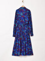 ベルト付き 総柄 長袖ワンピース