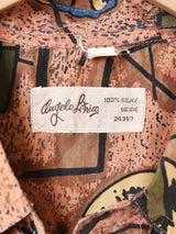 総柄 半袖シルクシャツ