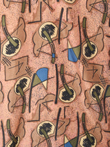 総柄 半袖シルクシャツ