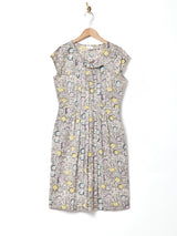 総柄 フレンチスリーブ ワンピース