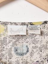 総柄 フレンチスリーブ ワンピース