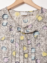 総柄 フレンチスリーブ ワンピース