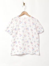 【2色展開】Meridian フラワー刺繍 パフスリーブ 半袖ブラウス