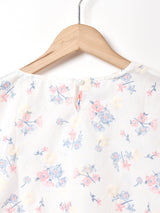 【2色展開】Meridian フラワー刺繍 パフスリーブ 半袖ブラウス