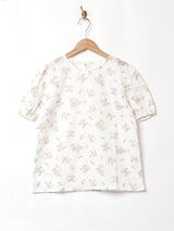 【2色展開】Meridian フラワー刺繍 パフスリーブ 半袖ブラウス