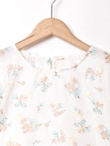 【2色展開】Meridian フラワー刺繍 パフスリーブ 半袖ブラウス