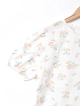 【2色展開】Meridian フラワー刺繍 パフスリーブ 半袖ブラウス