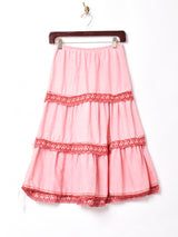 後染め コットンレース ティアードスカート