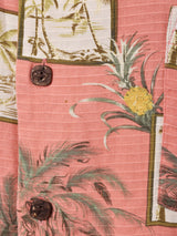 総柄 シルク ハワイアンシャツ