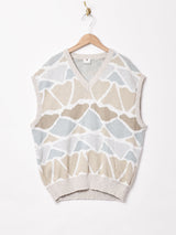 柄ニットベスト