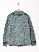 ショールカラー ミックスニット カーディガン