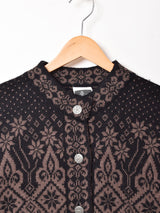 総柄 スタンドカラー カーディガン