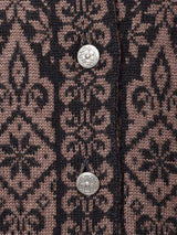 総柄 スタンドカラー カーディガン