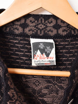 総柄 スタンドカラー カーディガン