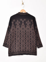 総柄 スタンドカラー カーディガン